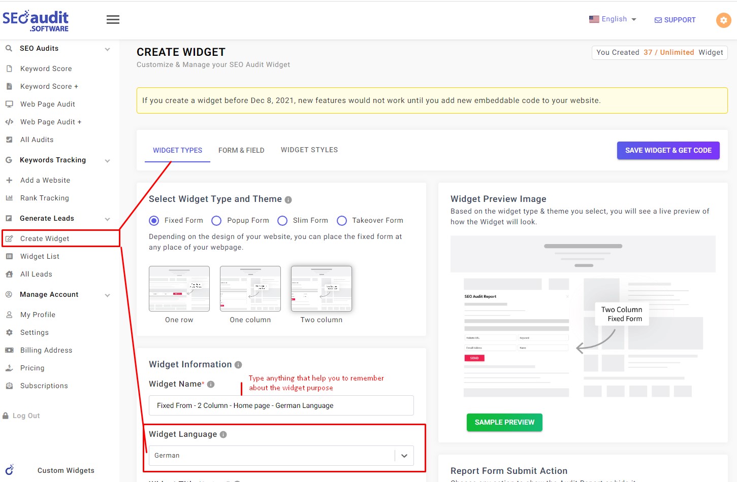 How to create an SEO audit report in multiple languages using Lead Gen Tool? 