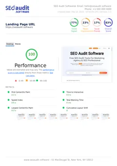 Web Page Audit + advanced sample report: first page