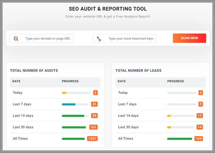 SEO Audit Software Dashboard