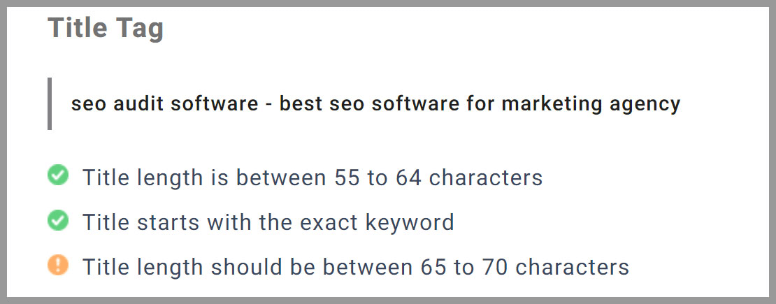 SEO Audit Software helps to analyze Page Title
