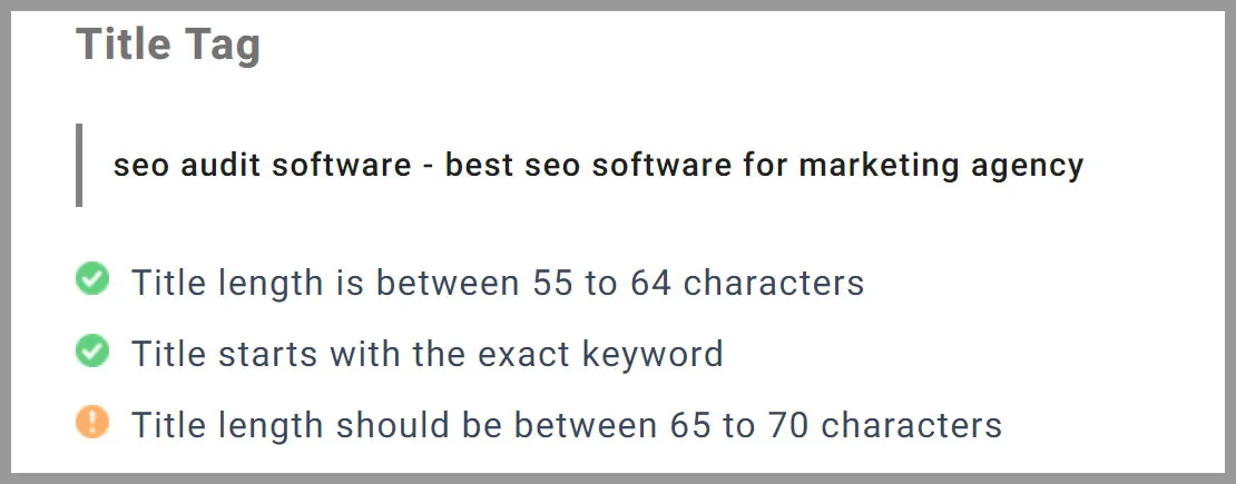 SEO Audit Software helps to analyze Page Title
