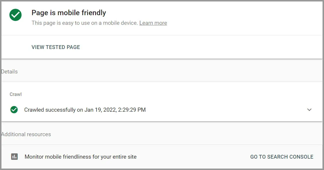 Monitor website's mobile-friendliness performance