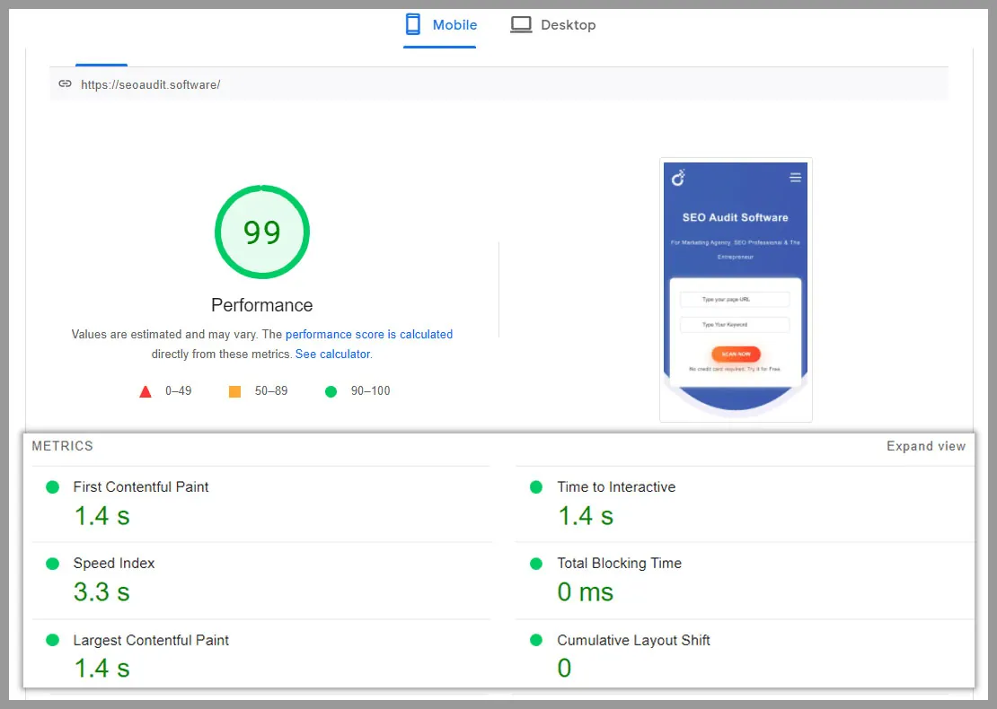 Find out website loading speed issue for Mobile