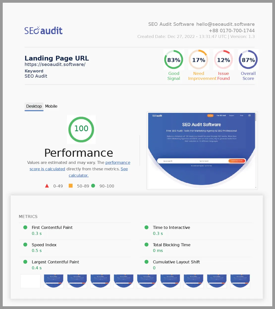 Fix On-Page SEO by a report of SEO Audit Software