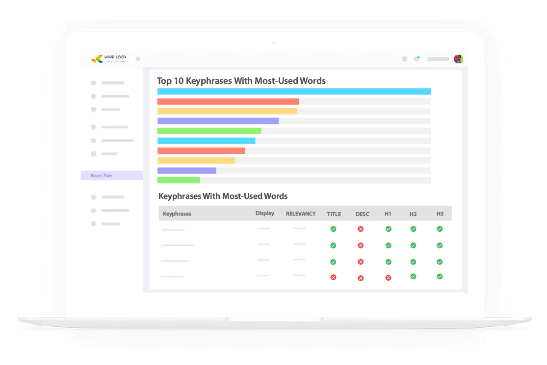 Find out your top 10 most-used keywords with On-page SEO audit report