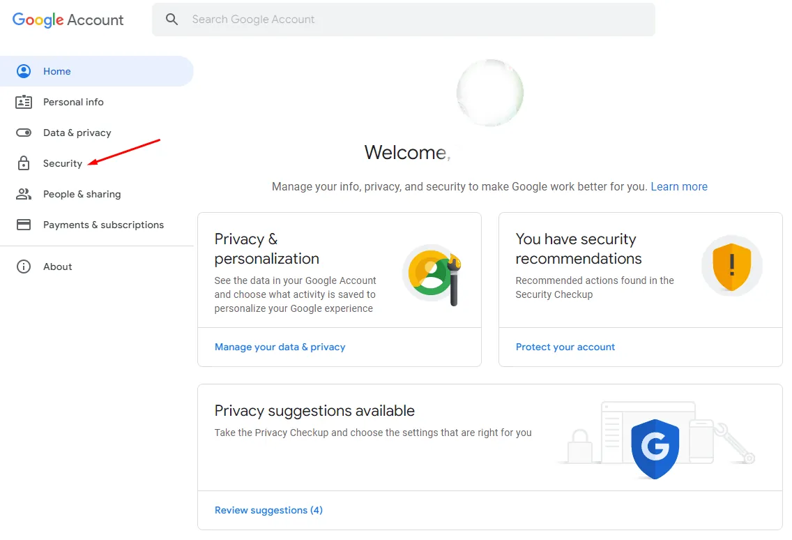 Google Personal Account Settings