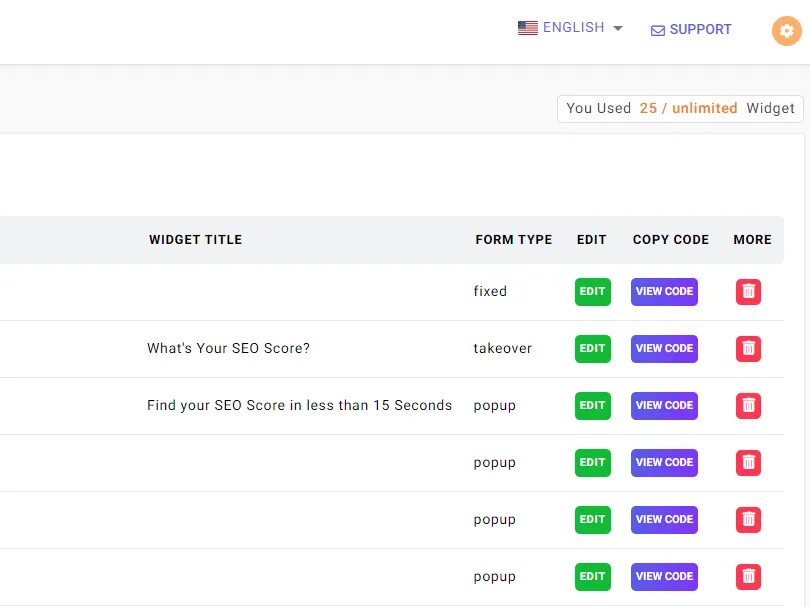 Widget List