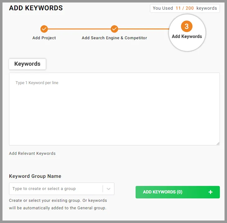  In these steps, you can Add Keywords that you want to Track