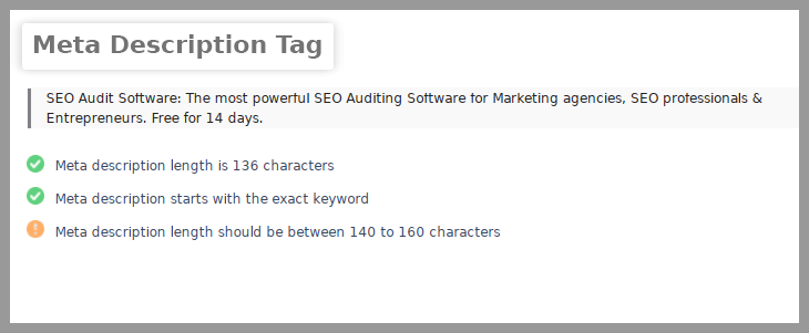 Meta Description Tag Analysis Report