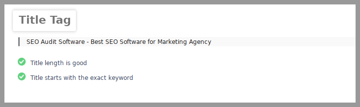 SEO Audit Software analyze your page title and get feedback