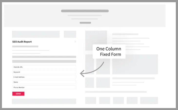  One Column Fixed Form can add in widget form for leads generated on SEO Audit Software