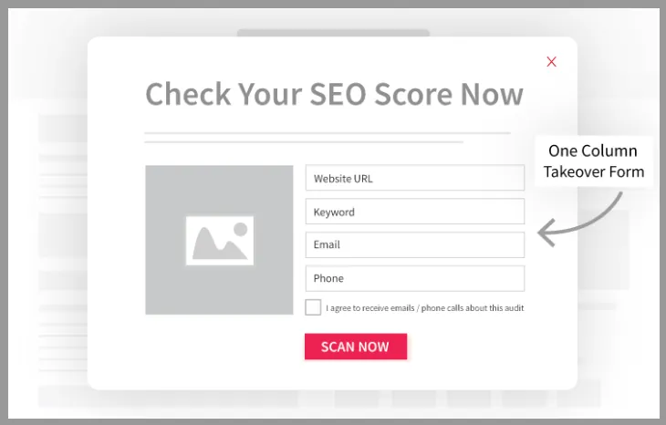 One Column Takeover Form can add in widget form for lead generating